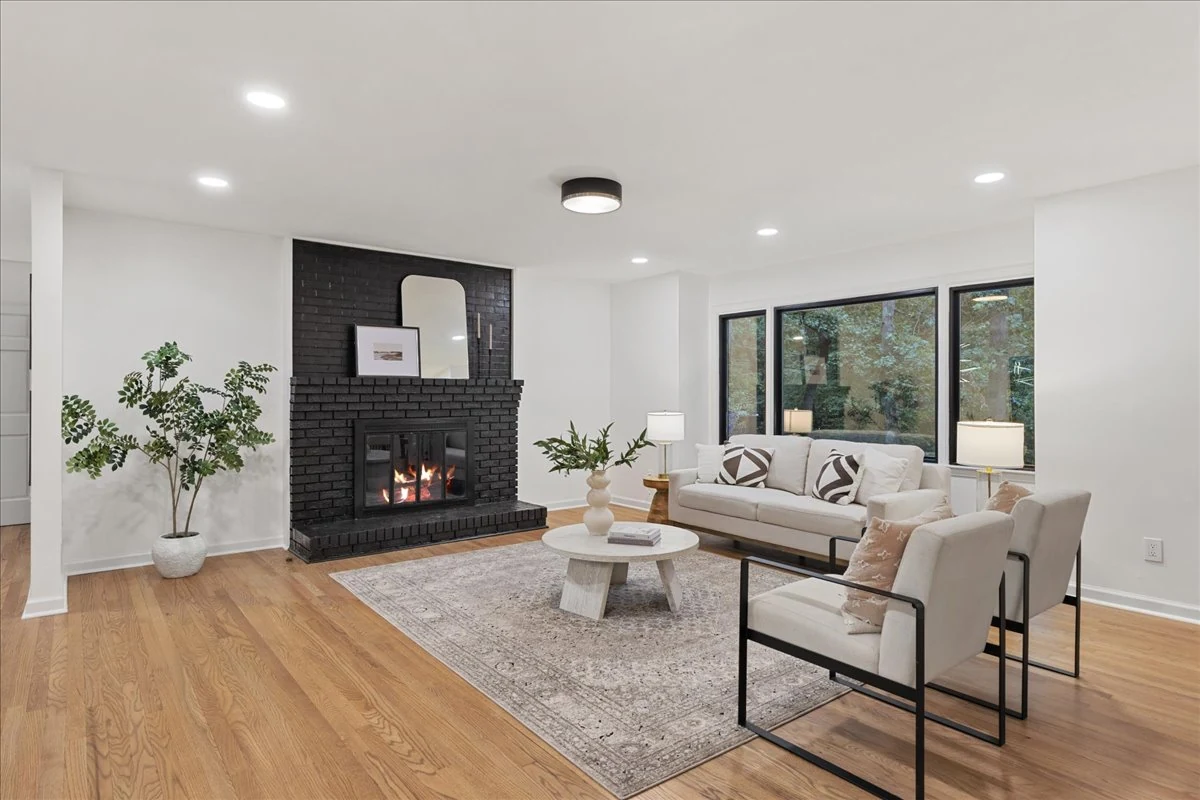 Ridgecrest: living room and fireplace