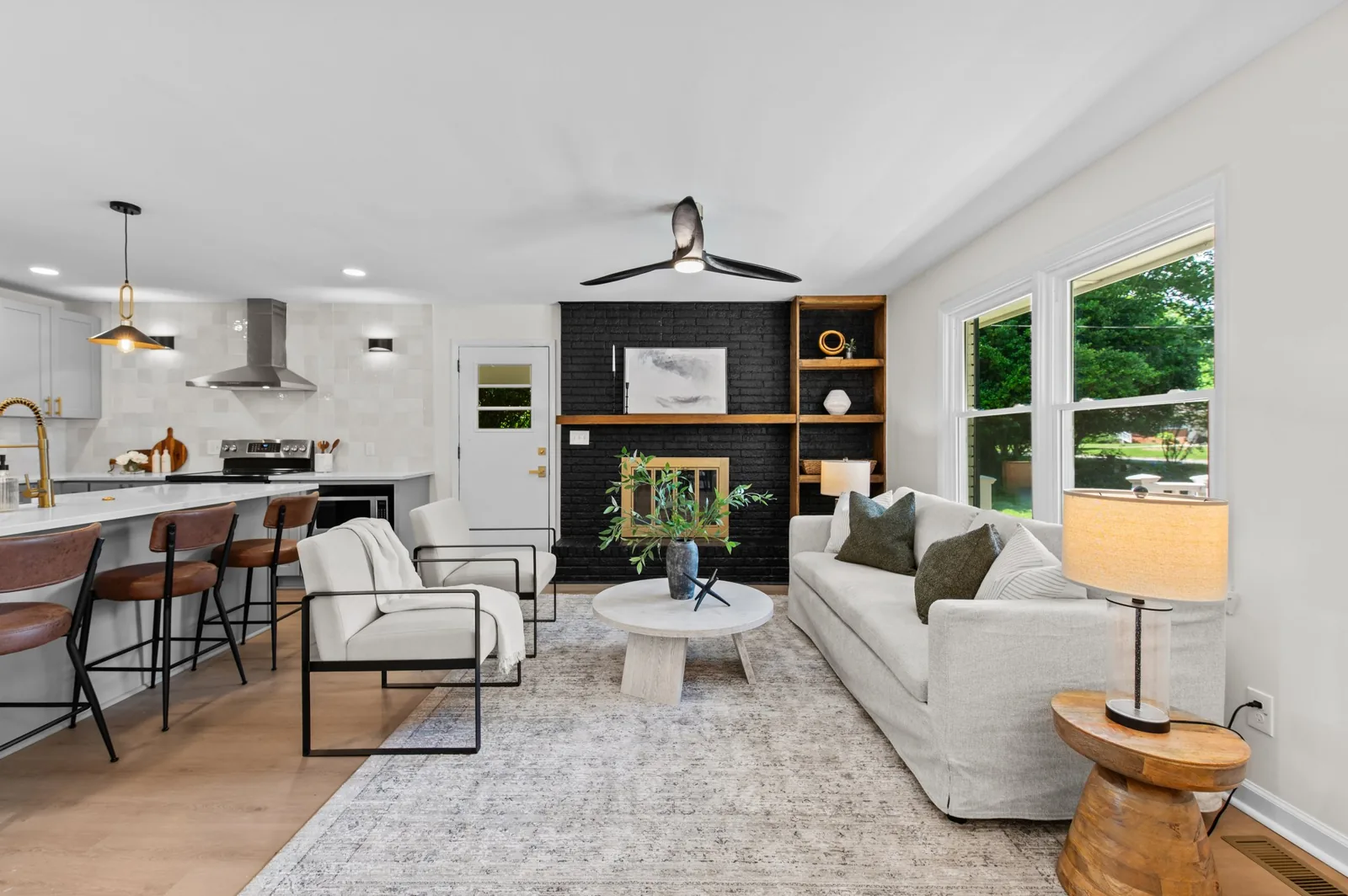 Roxanne: connected living room and kitchen